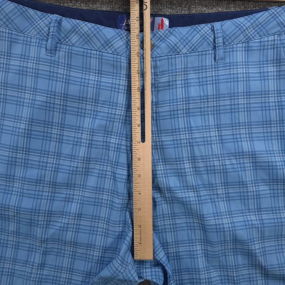 Johnnie O Shorts Mens 38 Blue Plaid Chino 10in Stretch Golf Casual Beach Summer